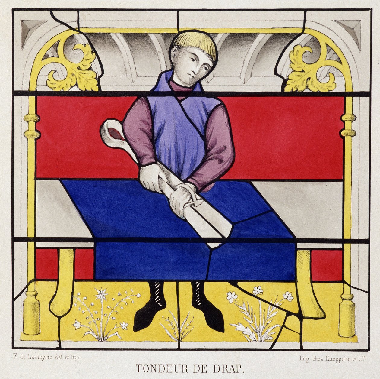 Stained Glass Showing a Sheer of Sheets, Church of Our Lady of Semur by French School