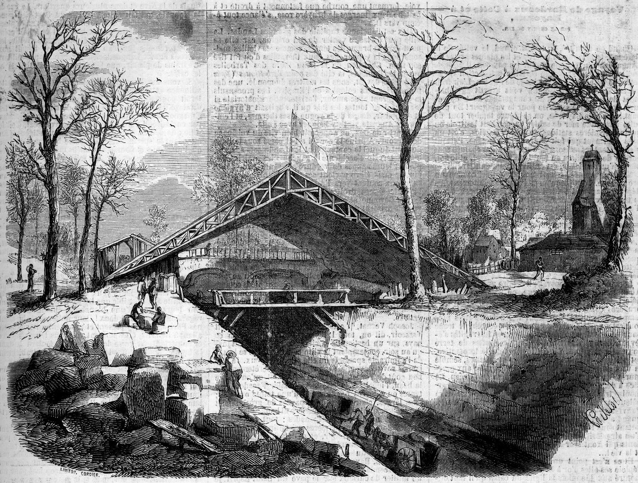 State of the works of the glaciere of the Bois de Boulogne, Paris by French School