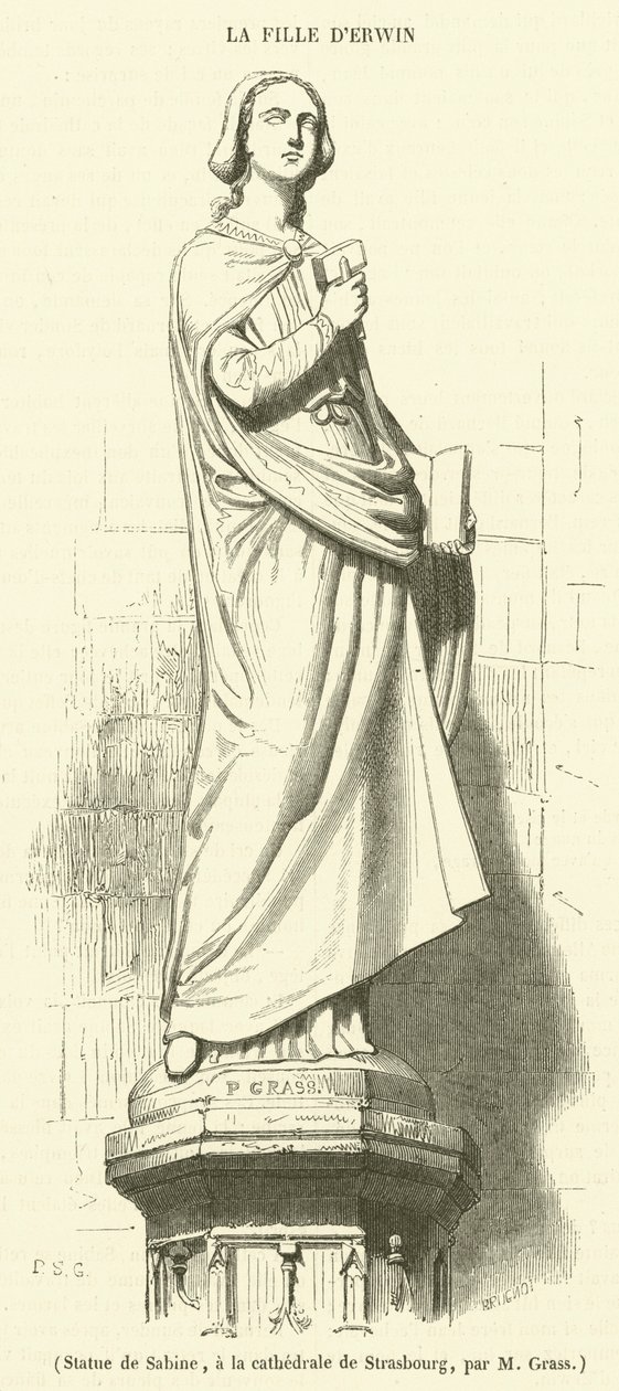 Statue of Sabine, in the Cathedral of Strasbourg (engraving) by French School