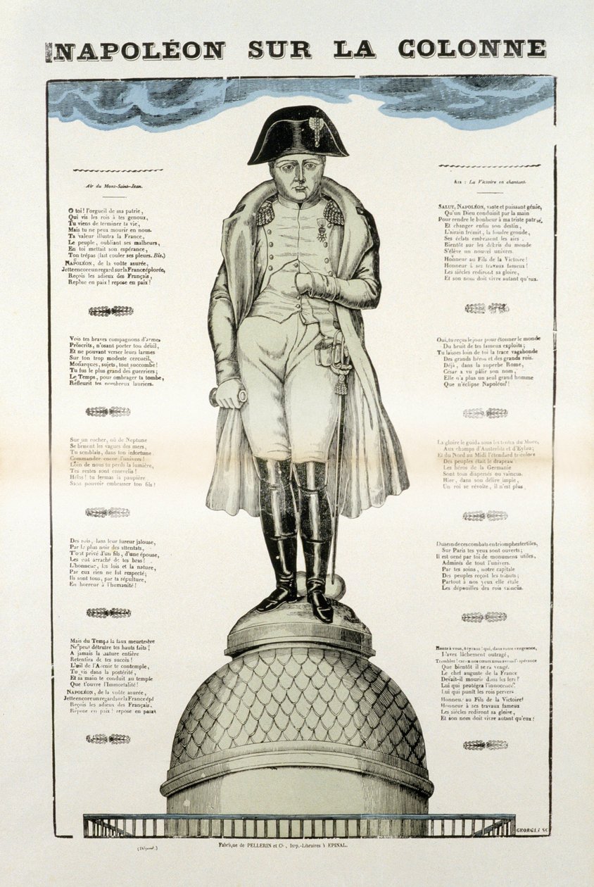 Statue of Napoleon I Bonaparte (1769-1821) on the Vendome Column in Paris. Picture of Epinal by French School