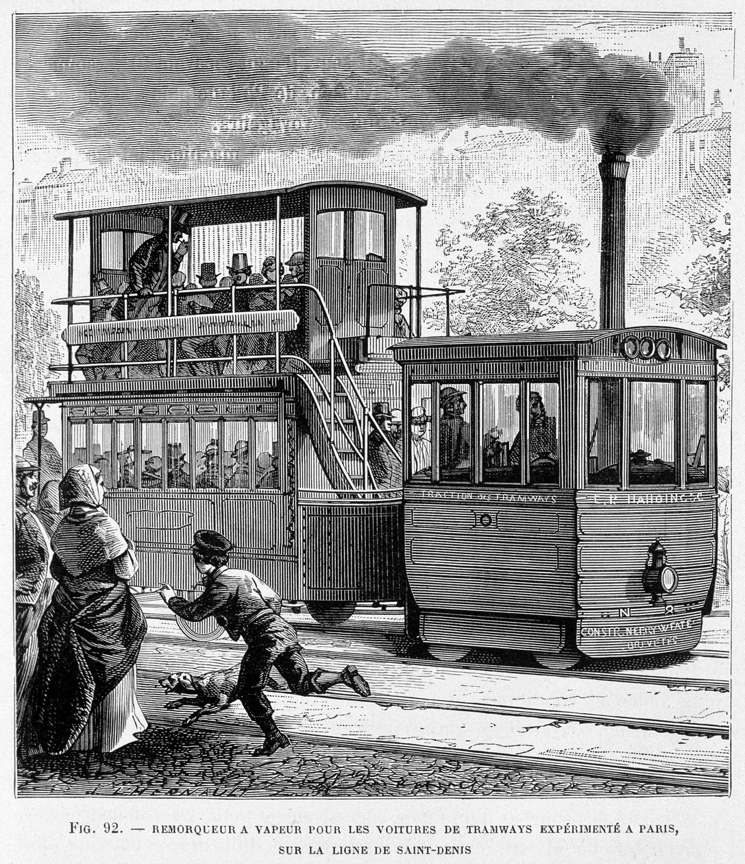 Steam tug for experienced tramway cars in Paris, on the Saint-Denis line - in 