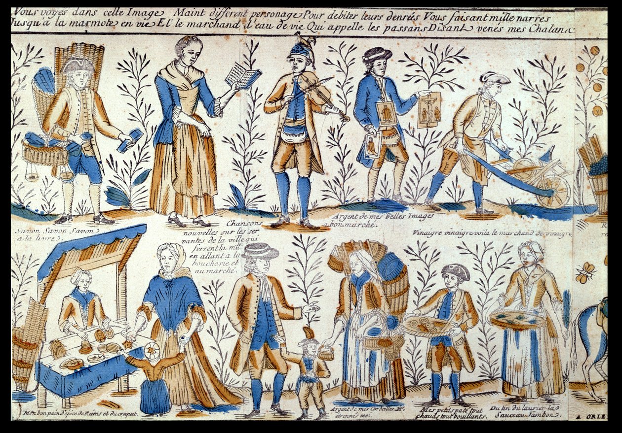 Street Traders in the 18th century by French School