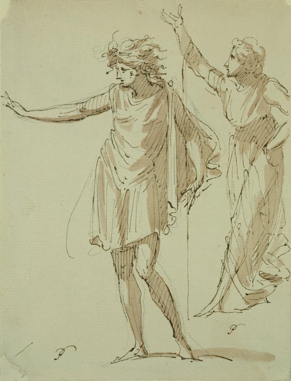 Study of Two Classically Draped Figures, c.1790 by French School