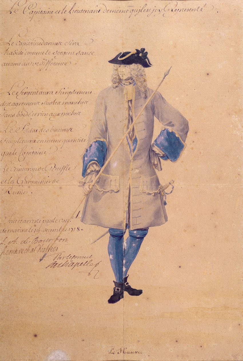 Study of the uniform of a marine stationed at Le Havre by French School