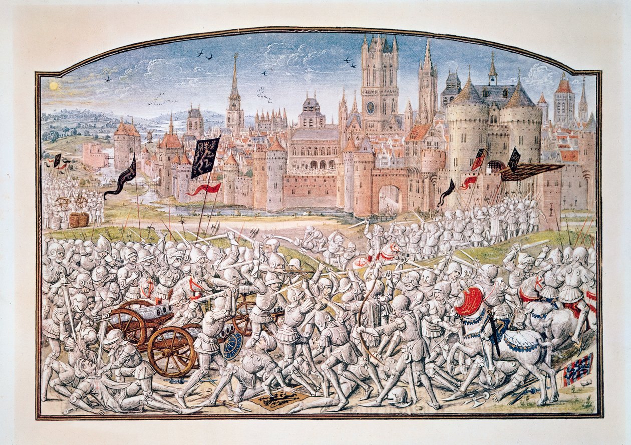 Victory of the inhabitants of Ghent led by Philipp van Artevelde (1290-1345) before Bruges in 1381, from Froissart
