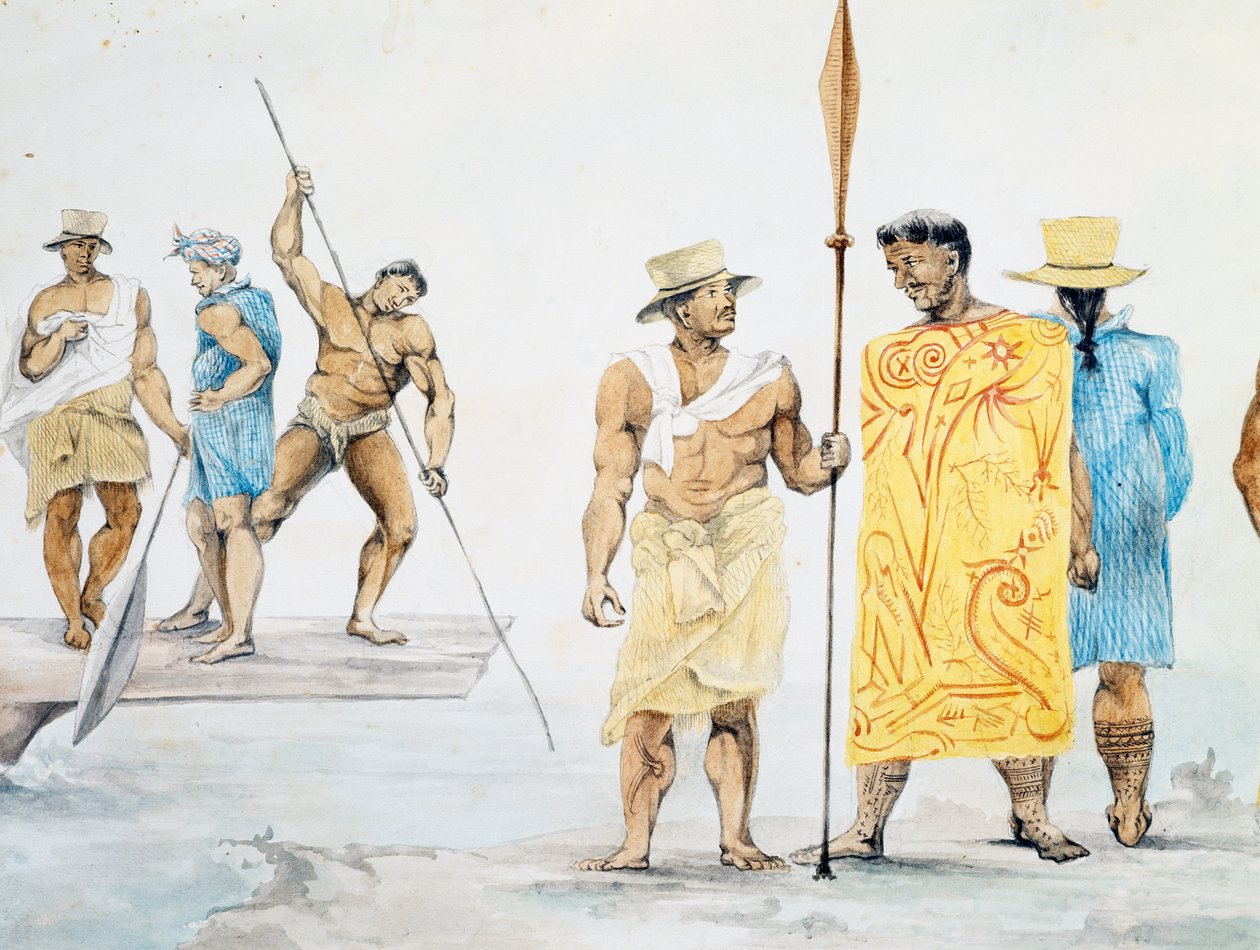 Tahitian Chiefs Boarding Coquille, from Voyage Around the World by French School
