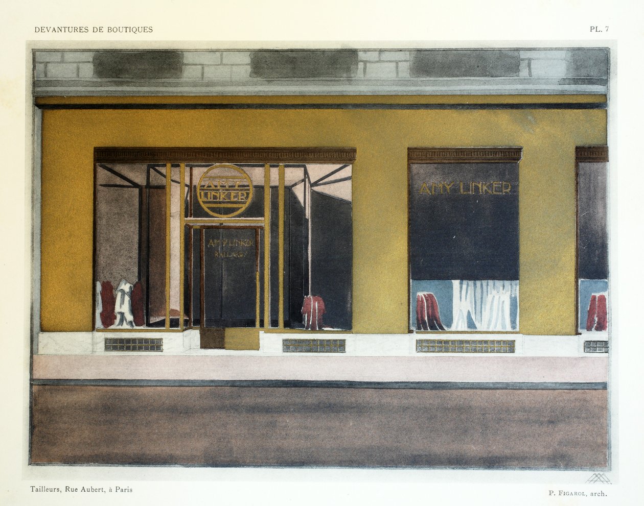 Tailors, Plate 7, illustration from Devantures de Boutiques by Louis-Pierre Sezille, Paris by French School