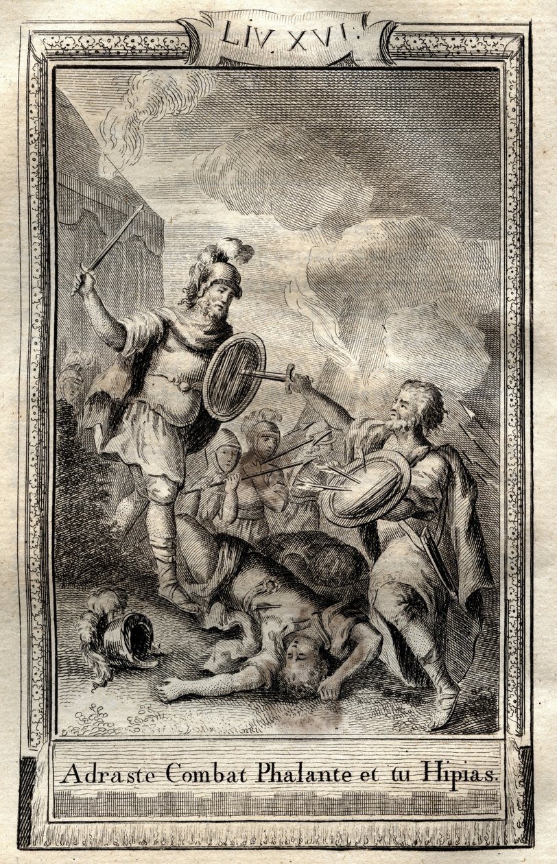 Telemachus overcomes Hippias - engraving of 1798 by Monnet in 