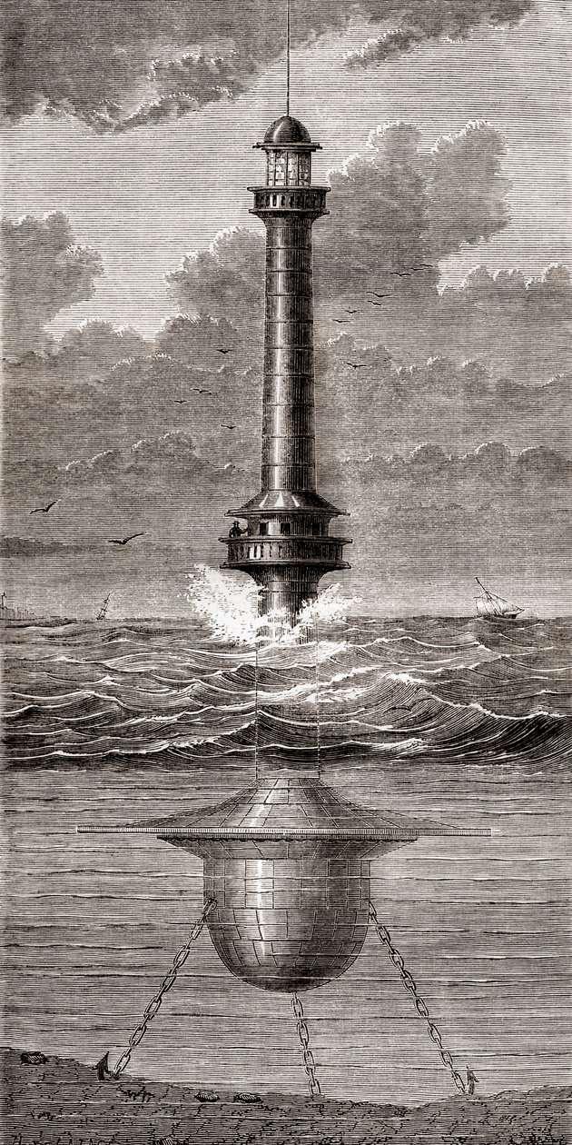 The 19th century floating lighthouse placed at the entrance to the Port of Liverpool, England, from 