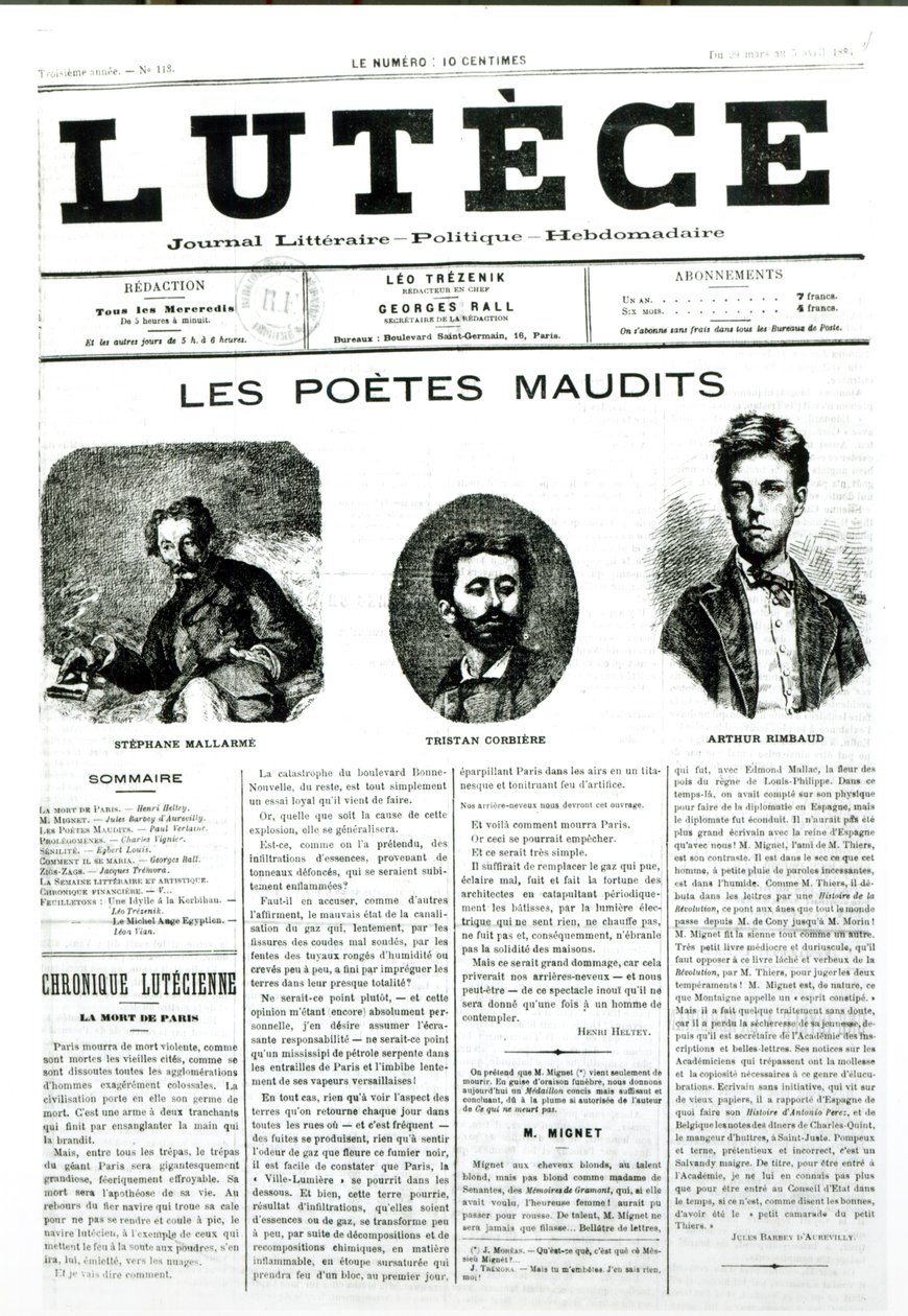 The Accursed Poets, front cover of the newspaper Lutece, 1884 by French School
