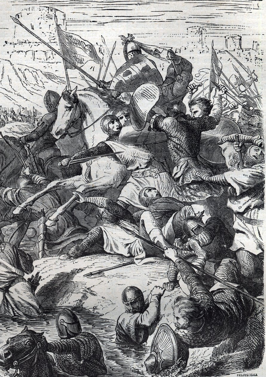The Battle of Kortrijk (Battle of Golden Spurs) between the King of France and the Flemish Communal Militia on July 11 by French School