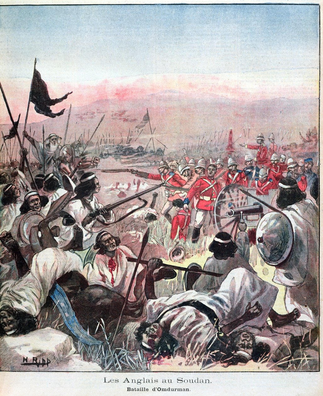 The Battle of Omdurman, cover of Lectures Pour Le Dimanche, September 1898 by French School