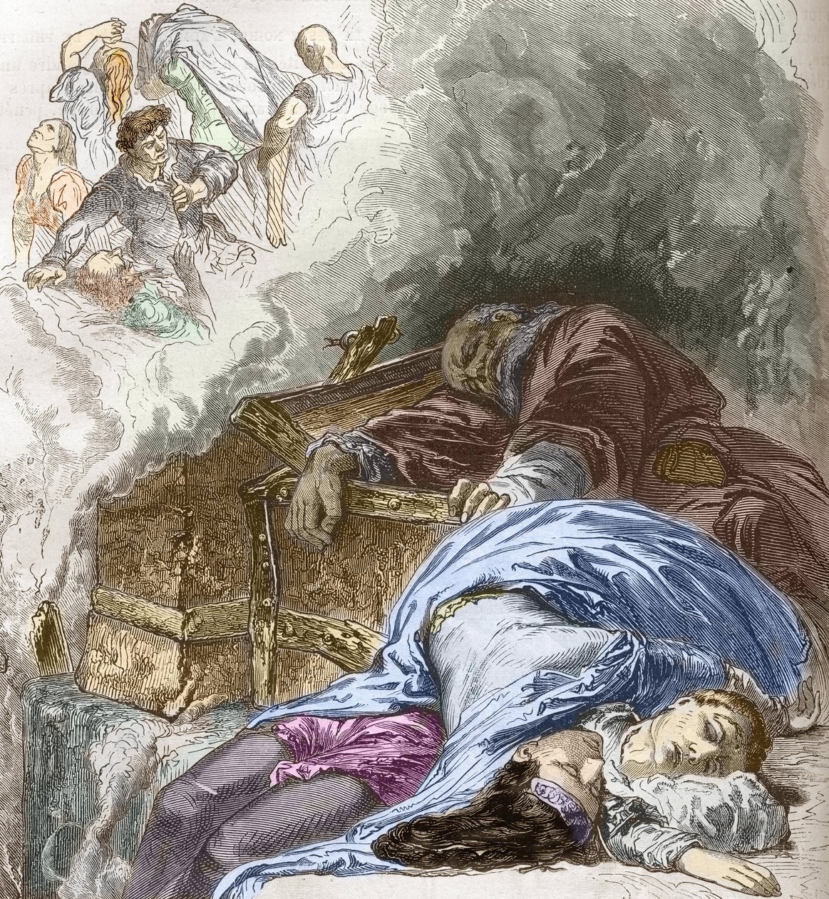 The Black Death: Slaughter of Jews, 1348, illustration from Histoire-populaire-de-France by Charles Lahure, 1866 by French School