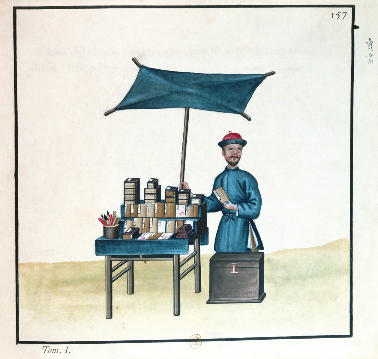 The Book Seller, from a book on the street calls of Peking, c.1785 by French School