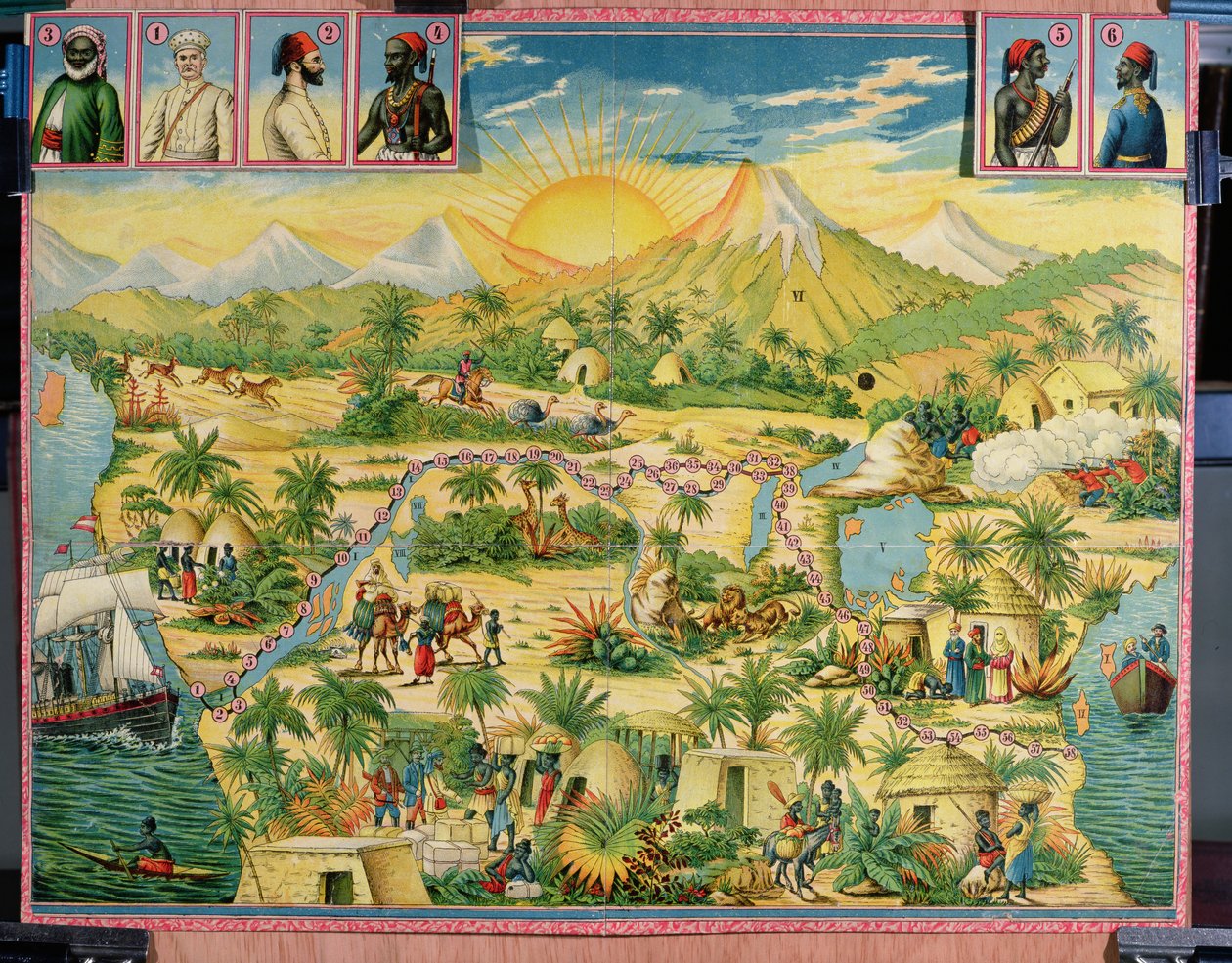 The Conquest of Africa, board game based on the travels of Sir Henry Morton Stanley and David Livingstone by French School