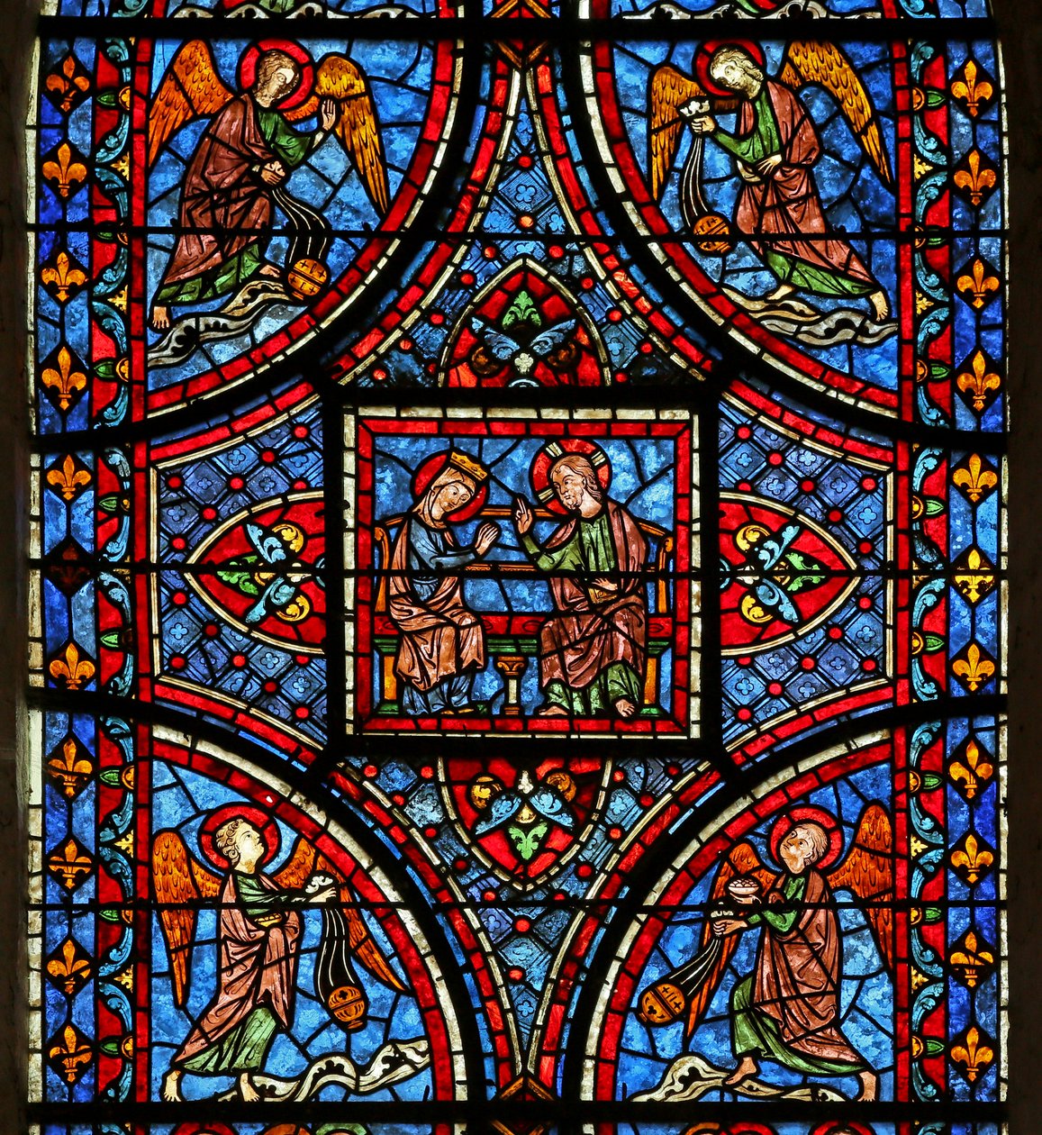 The Death and Glorification of the Virgin Mary Window - Top Section by French School