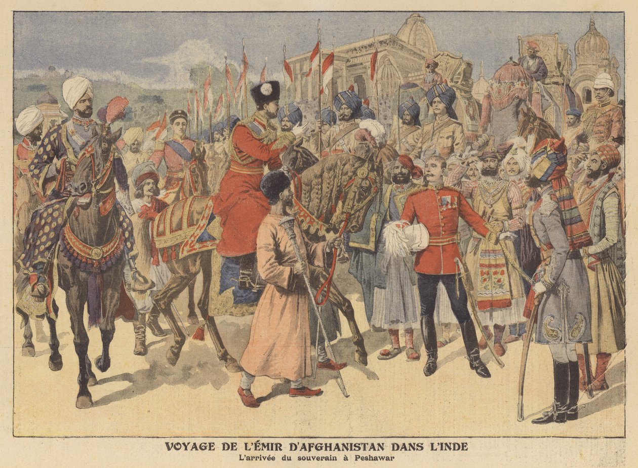 The Emir of Afghanistan arriving in Peshawar on a visit to India by French School