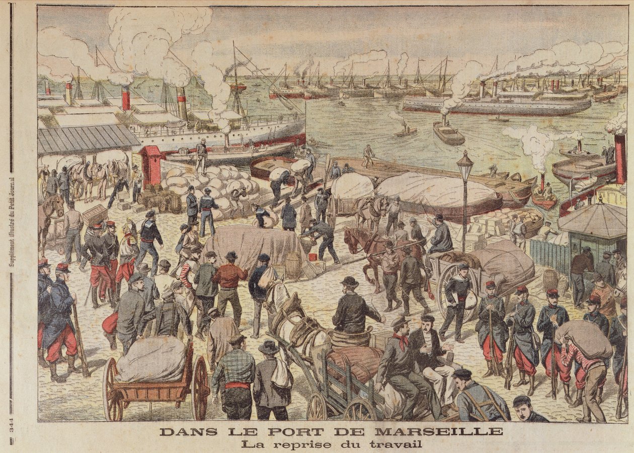 The End of the Strike in Marseille, illustration from Le Petit Journal, 23rd October 1904 by French School