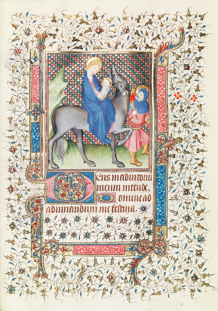 The Flight into Egypt, from the Heures dAnne de Mathefelon by French School
