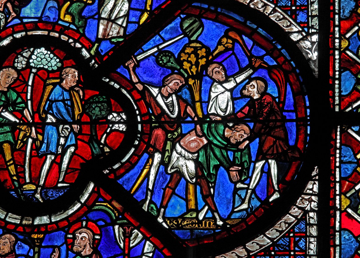 The Good Samaritan Window: Thieves Attack the Traveller by French School