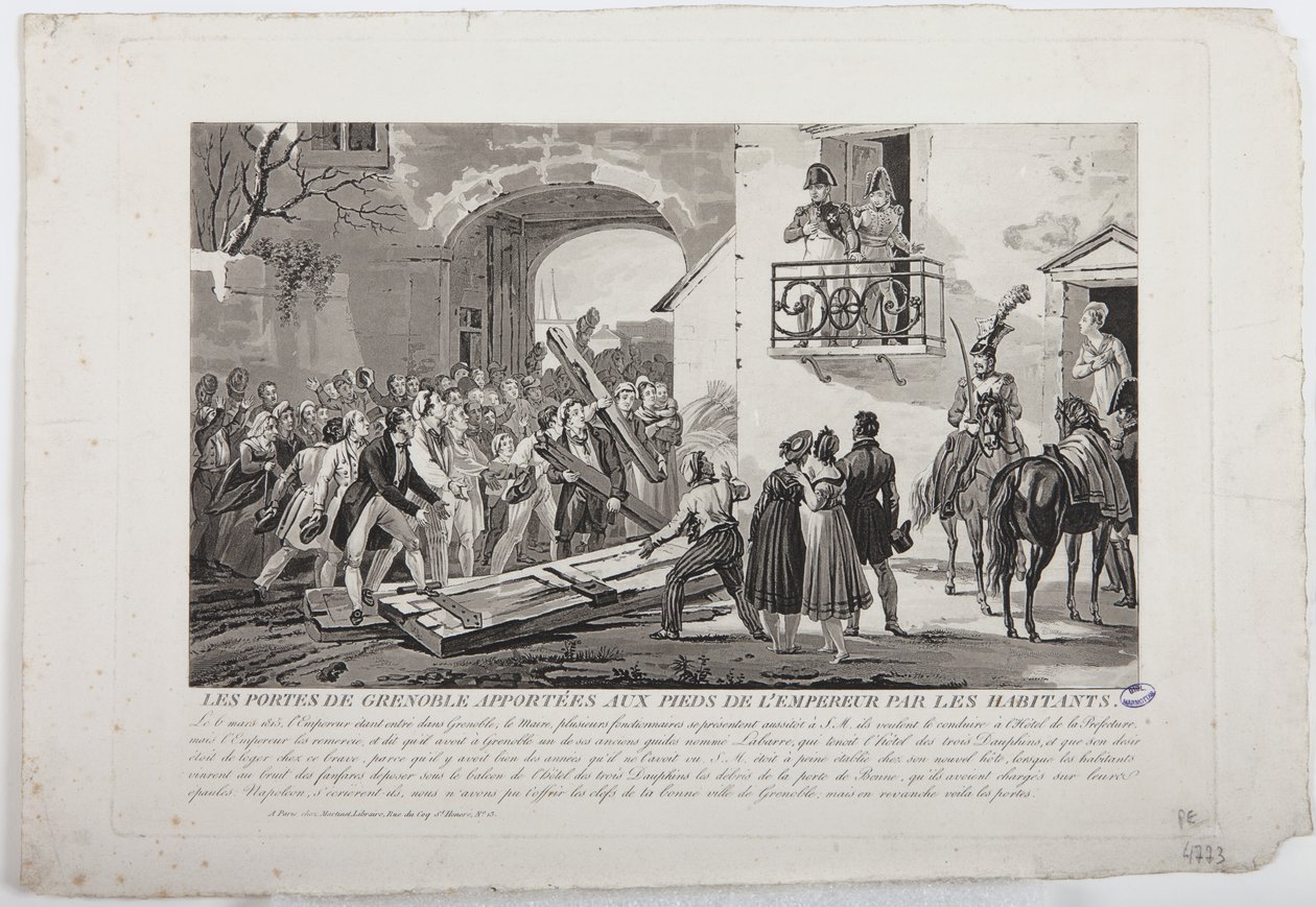 The Inhabitants Depositing the Gates of Grenoble at the Feet of the Emperor, 6th March 1815 by French School