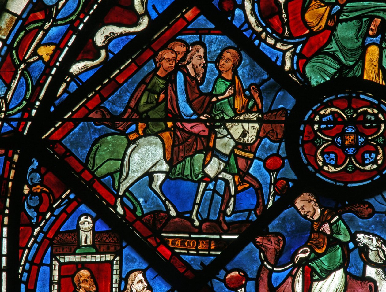 The Joseph Window: Jacob Sets Out for Egypt by French School