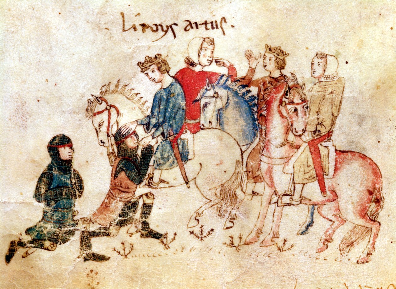 The Knights Esclabor and Arphasar Offer their Services to King Arthur, from the Roman de Meliadus by French School