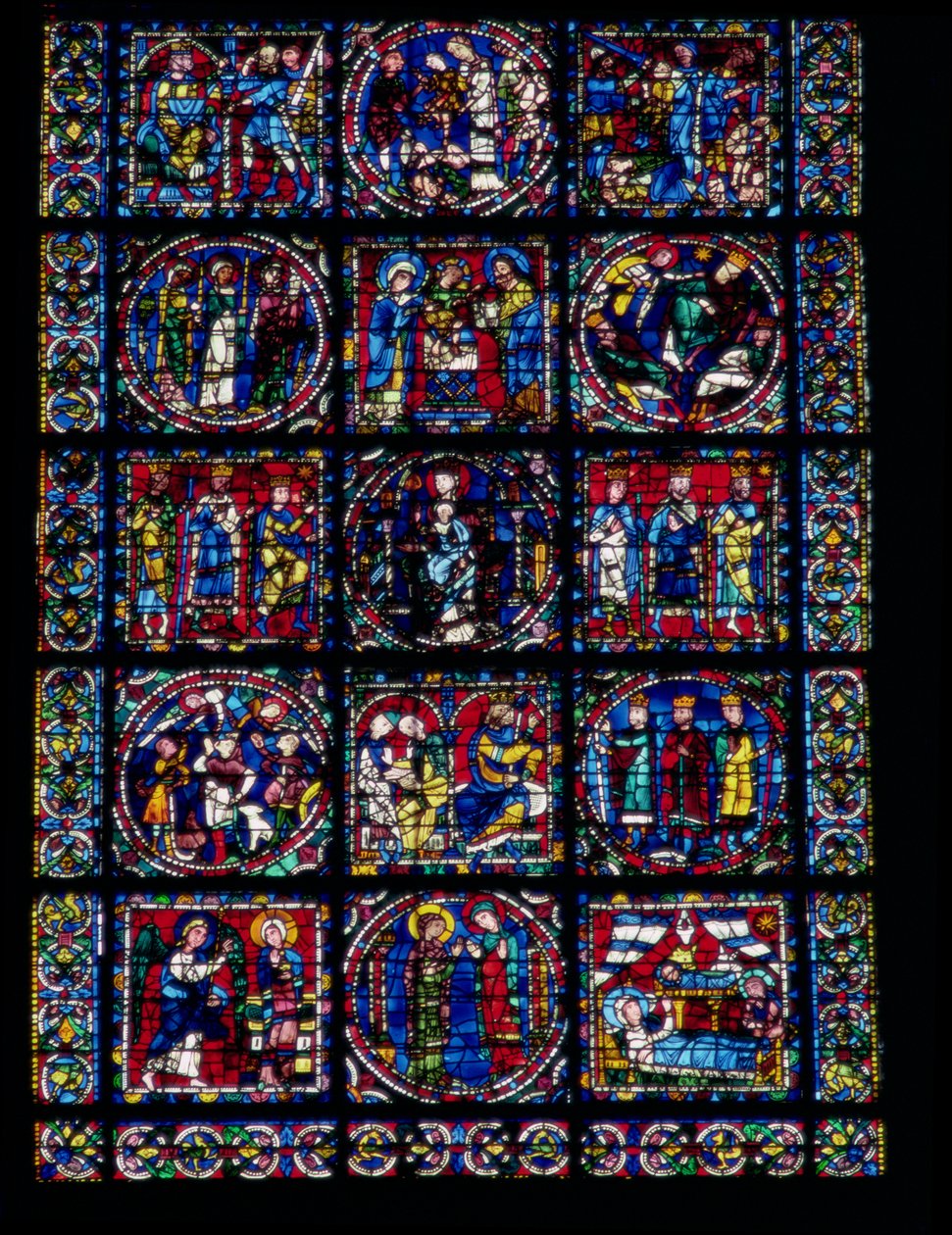 The Life of Christ, New Testament Cycle, lower half of window, c.1145-50 by French School
