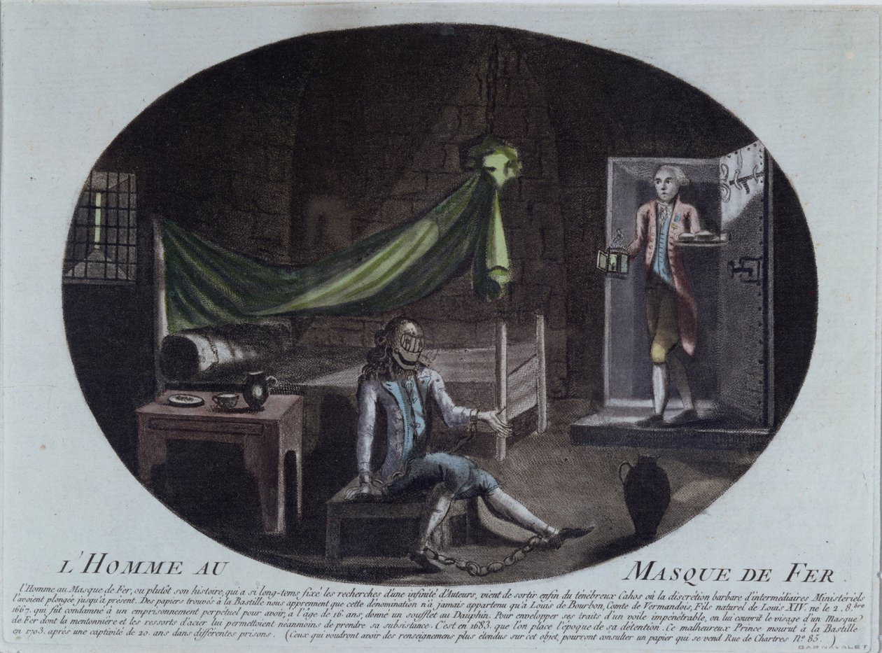 The Man in the Iron Mask Imprisoned in the Bastille, Print of 1789-90 Identifying Him as Louis de Bourbon, Comte de Vermandois by French School