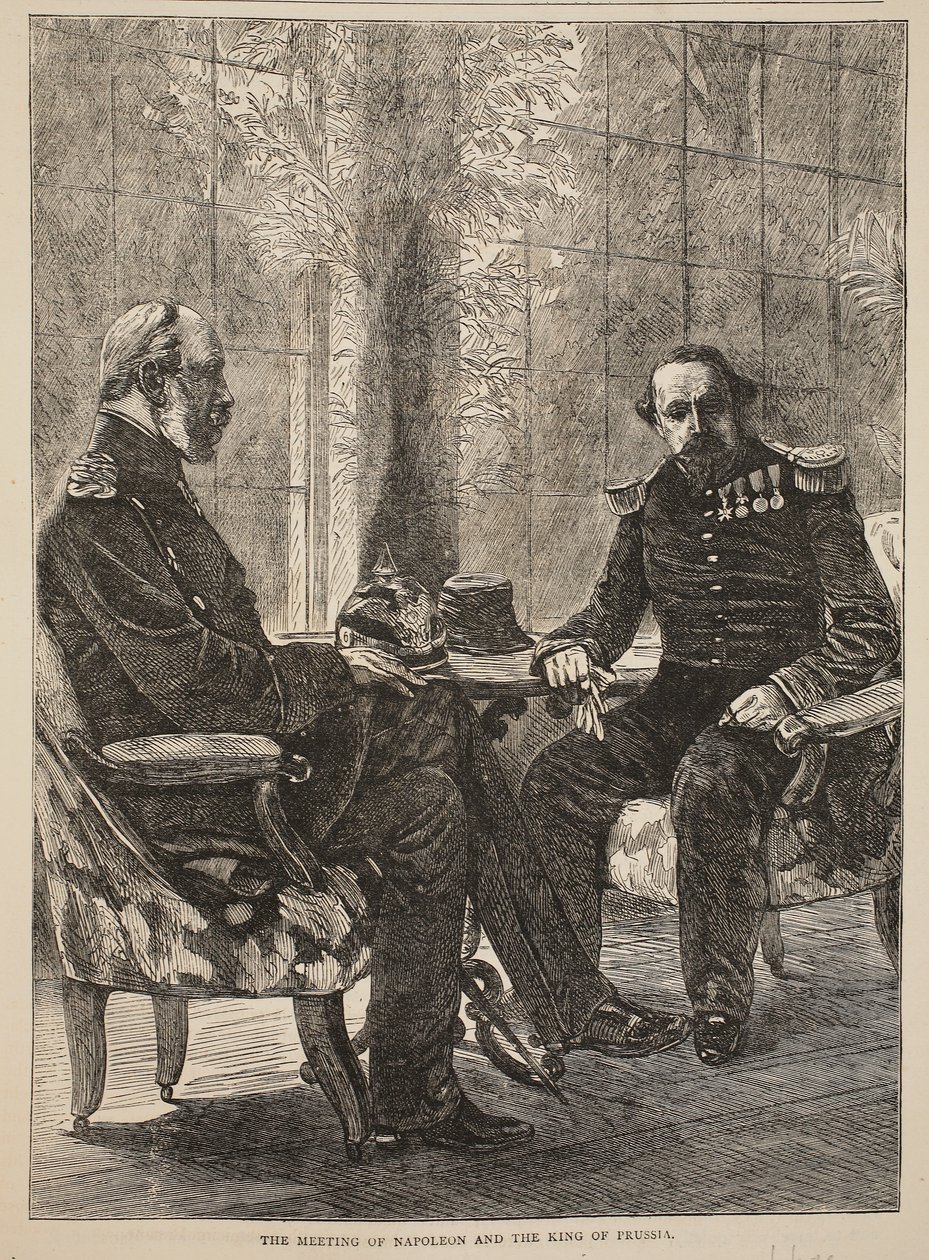 The Meeting of Napoleon and the King of Prussia, September 1870, illustration from Cassells History of the War between France and Germany, 1870-1871 by French School