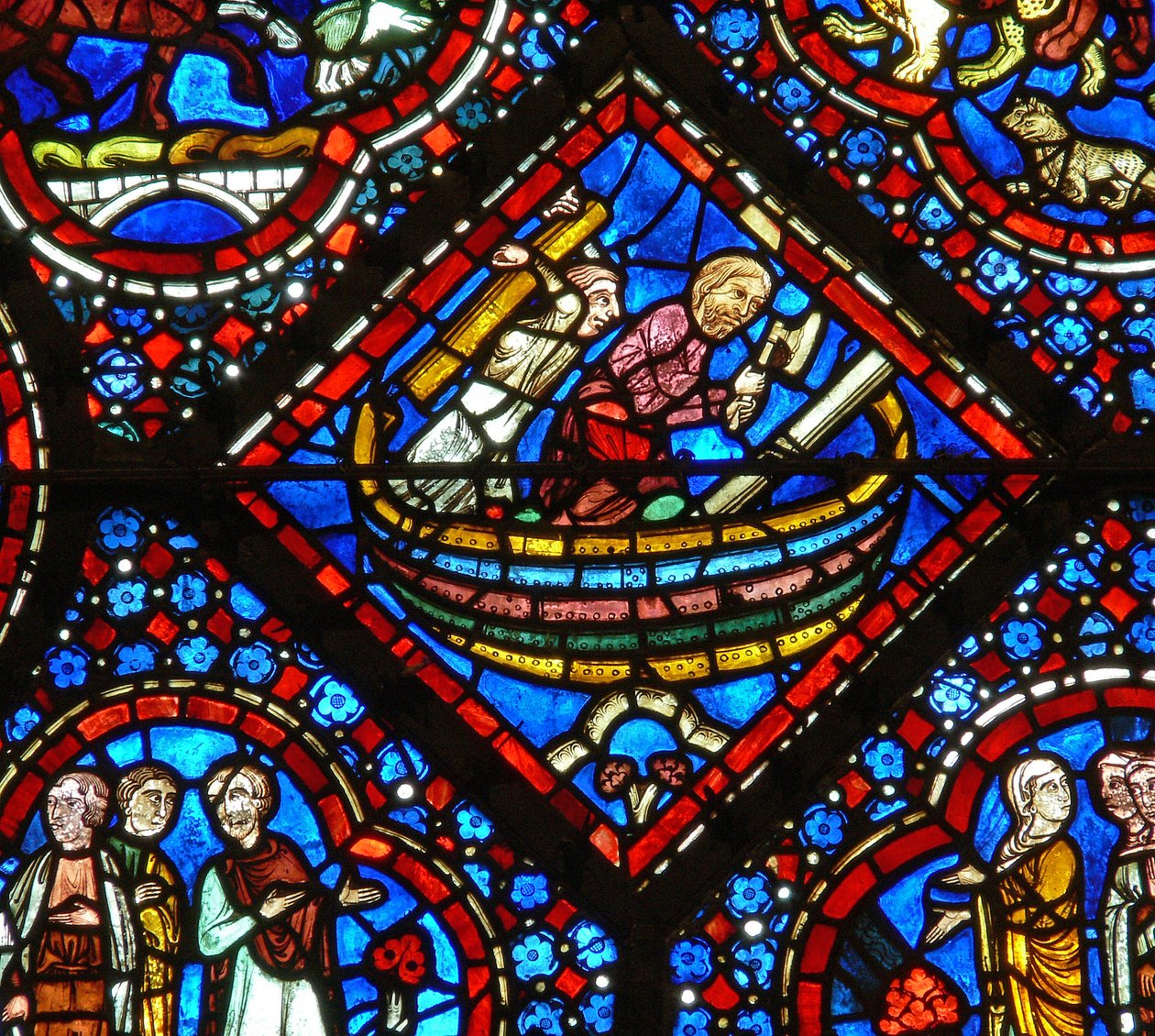 The Noah Window: He Builds the Ark by French School
