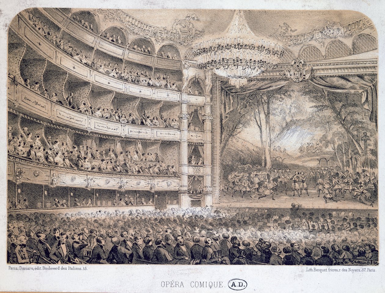 The Opera Comique in Paris, 1850-60 by French School