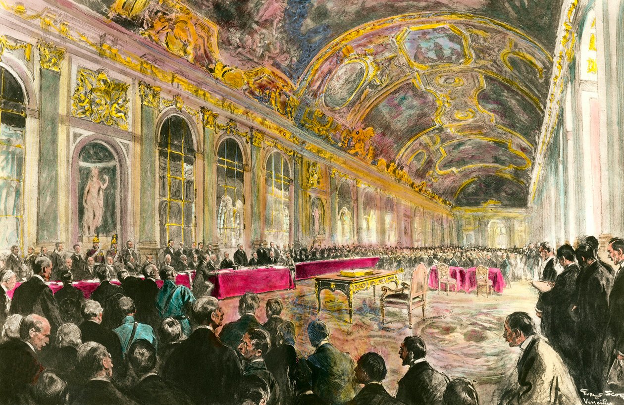 The Peace Congress in the Ice Gallery, Versailles, June 28, 1919: Georges Clemenceau Opens the Session by French School
