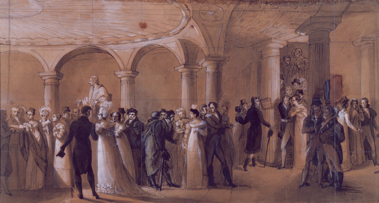 The Peristyle at the Theatre Francais, c.1822 by French School