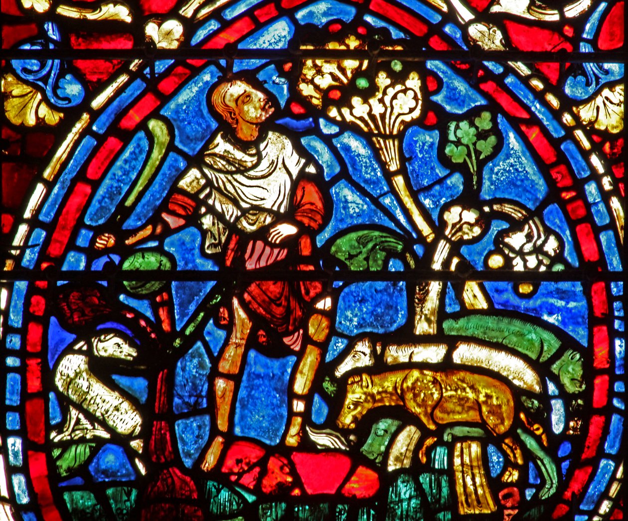 The Prodigal Son window: looks after the sheep by French School