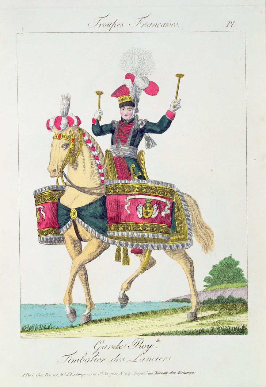 The Royal Guard: a Kettledrummer of the Lancers, plate from French Troops by French School
