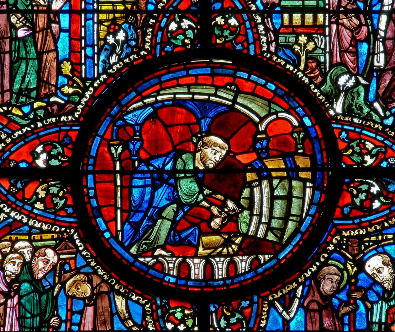 The St Lubin Window: Drawing the Wine in the Cellar by French School