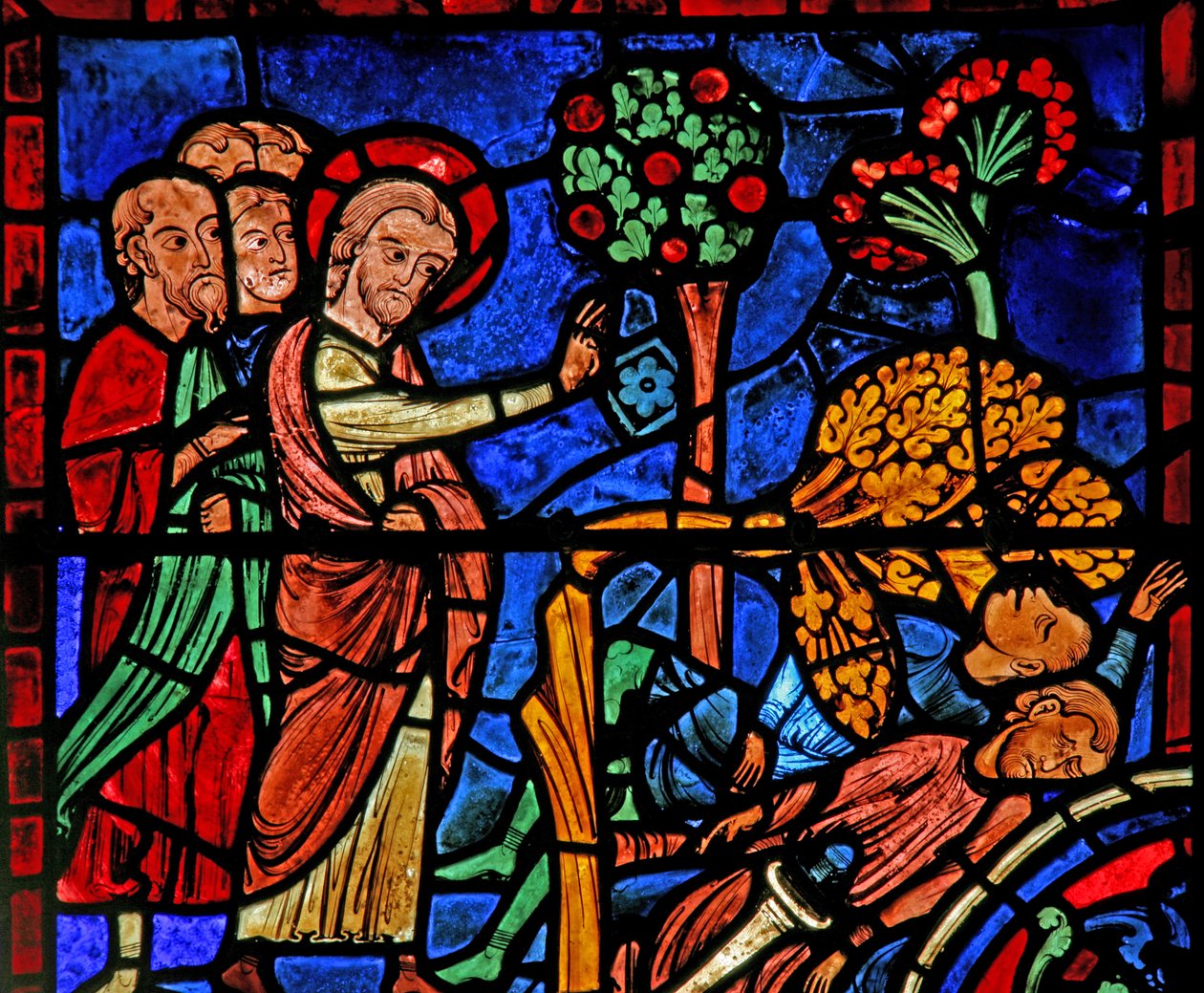The St Martin window: the saint causes a tree to fall on the heathen by French School