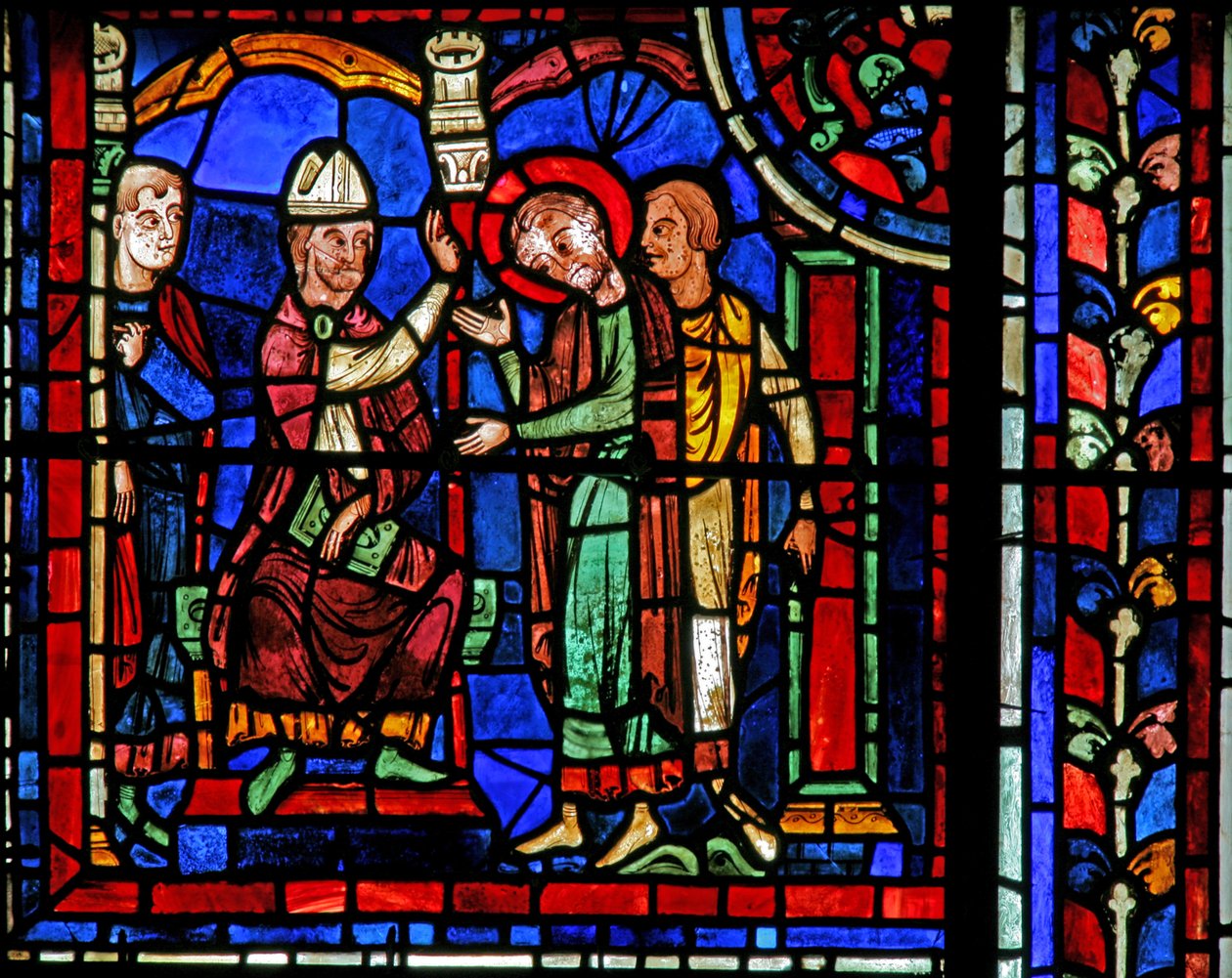 The St Martin Window: The Saint Receives a Blessing from St Hilary by French School