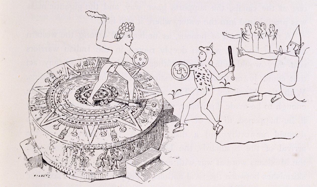 The Temalacati, or Gladiatorial Stone, from the Codex Ramirez, from 