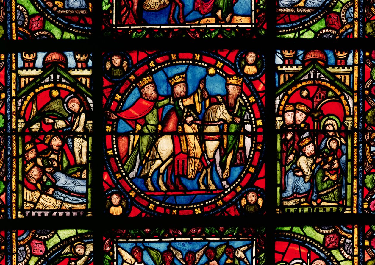 The Three Magi, detail from a window depicting the Story of the Virgin by French School