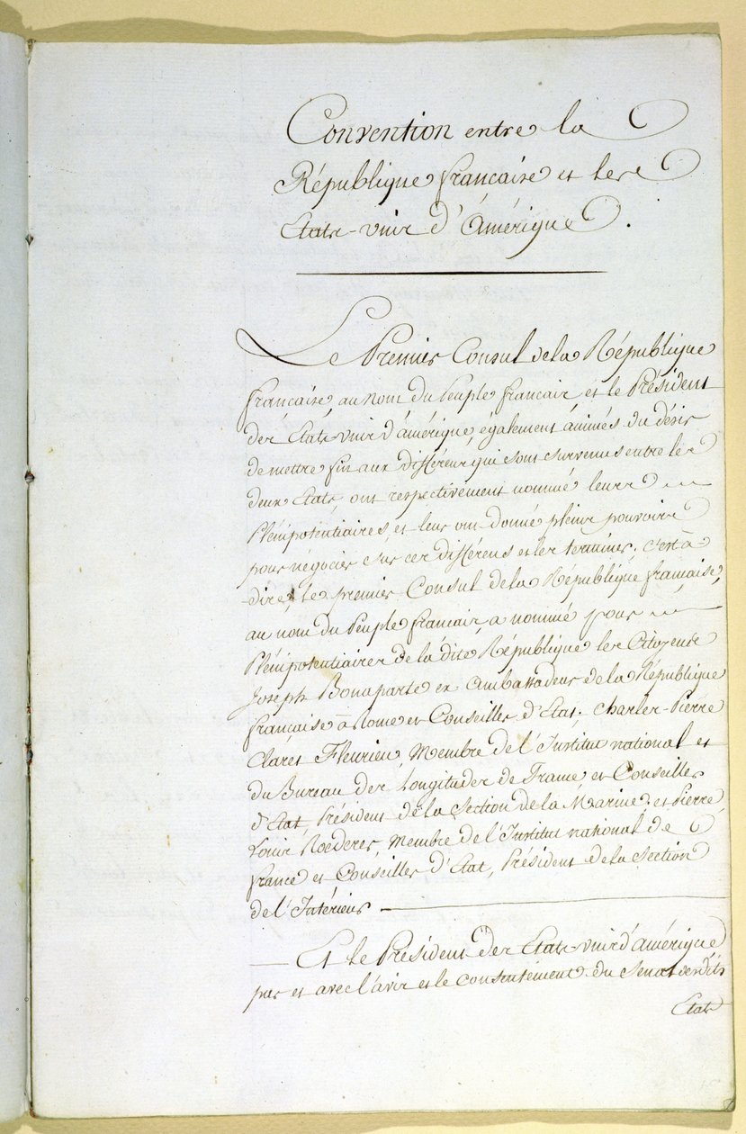 The Treaty of Mortefontaine, 30th September 1800 by French School