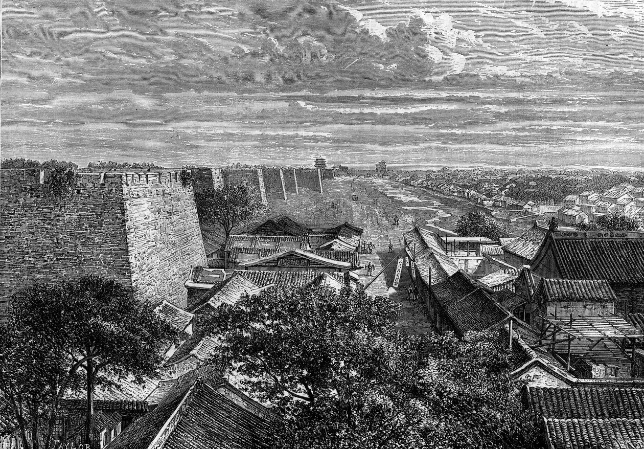 The Walls of Pekin, China. Engraving in 