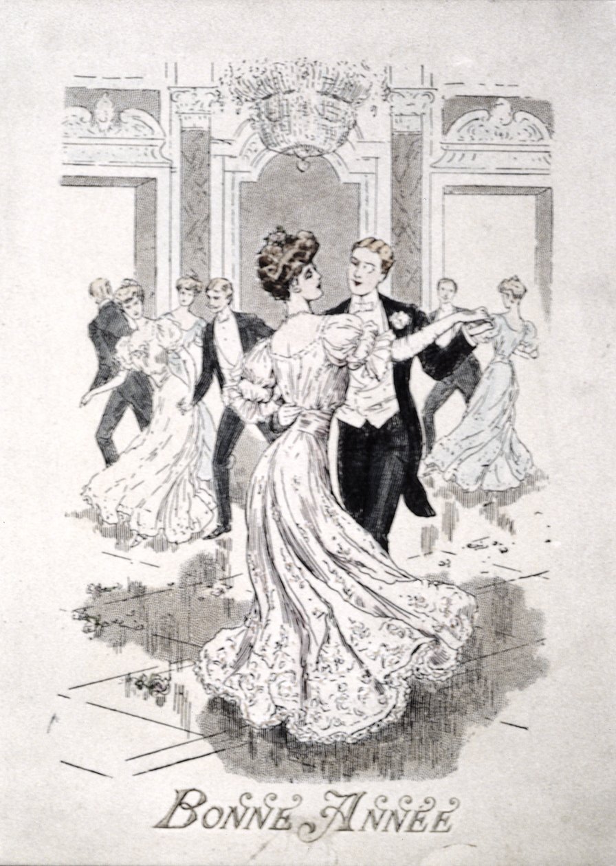 The Waltz, French New Year card by French School
