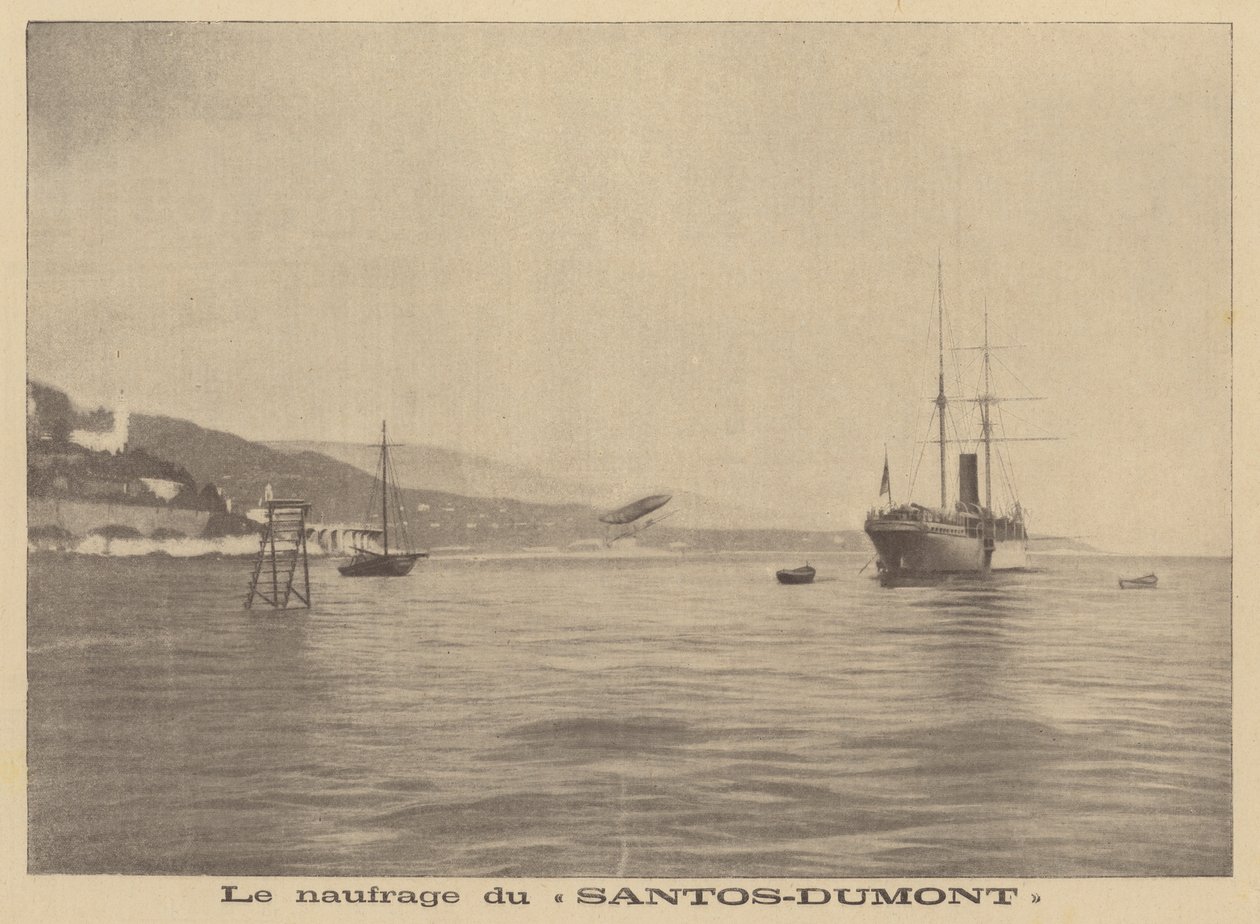 The Airship of Alberto Santos-Dumont Crashing into the Mediterranean by French School