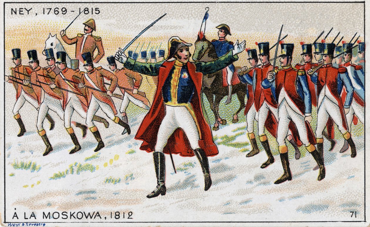 The armies of Napoleon and General Michel Ney (1769-1815) ready to win the Battle of Moskova (Battle of Borodino) in Russia. by French School