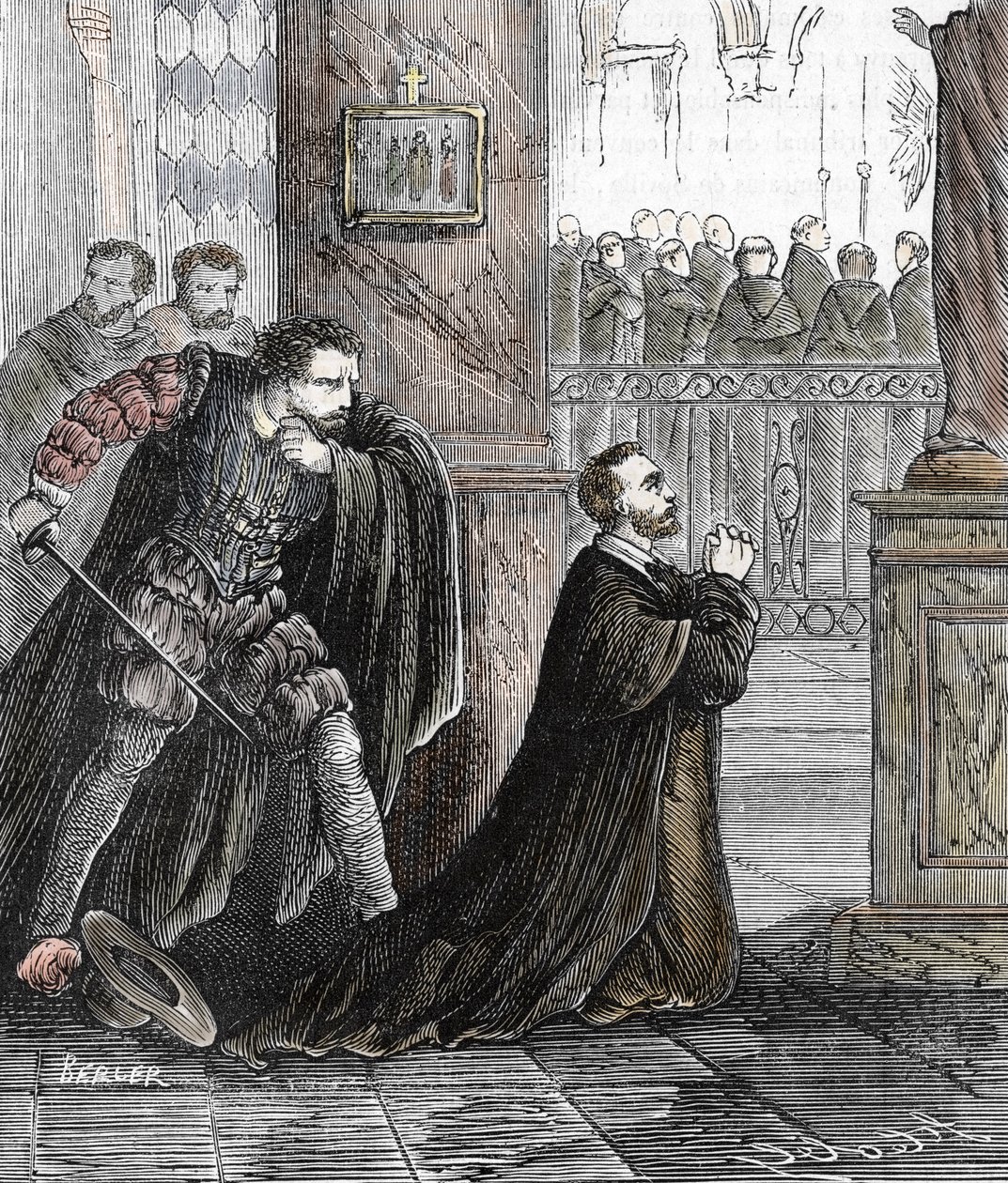The Assassination of Inquisitor Pedro de Arbues on 17/09/1485 in the Cathedral of Zaragoza in Spain by French School