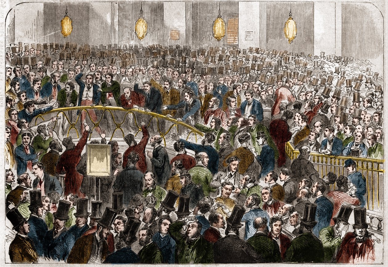 The basket of exchange agents on the Paris Stock Exchange in 1867 by French School