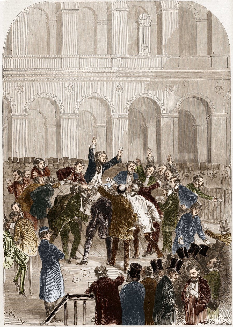 The basket of the Paris Stock Exchange in 1857 by French School