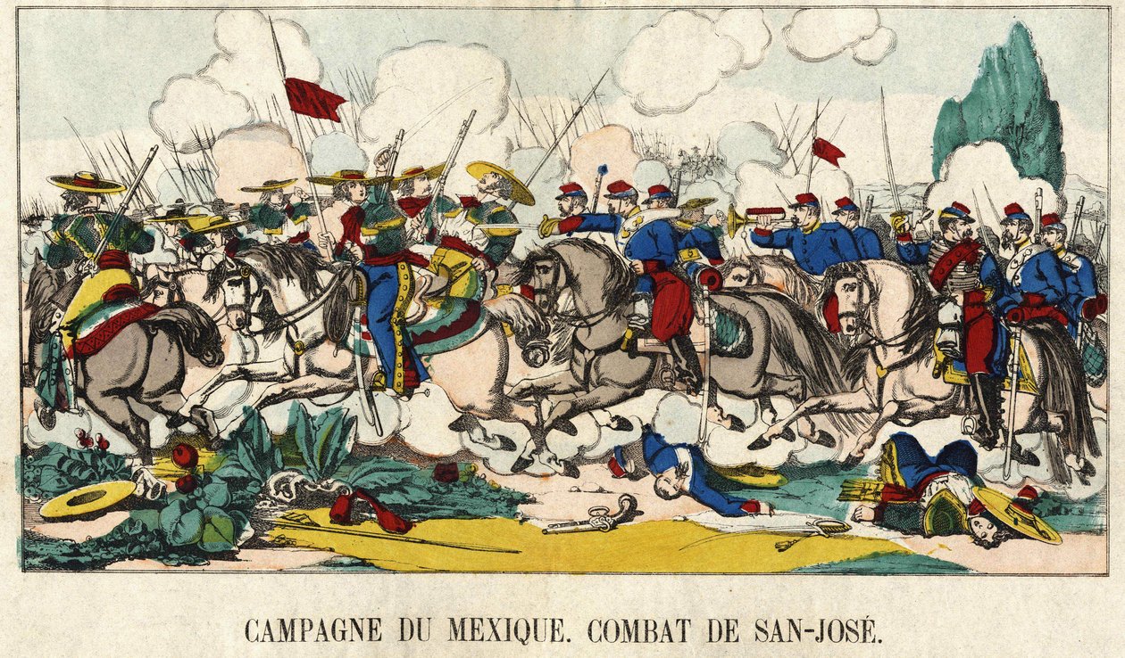 The Captain of Foucauld in the Battle of San Jose during the Mexican Campaign, Epinal Image 19th Century by French School
